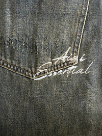 Quần Jeans Rách Ống Rộng Cạp Trễ Asymmetric Logo Waxed Ripped Jeans Aiai Official