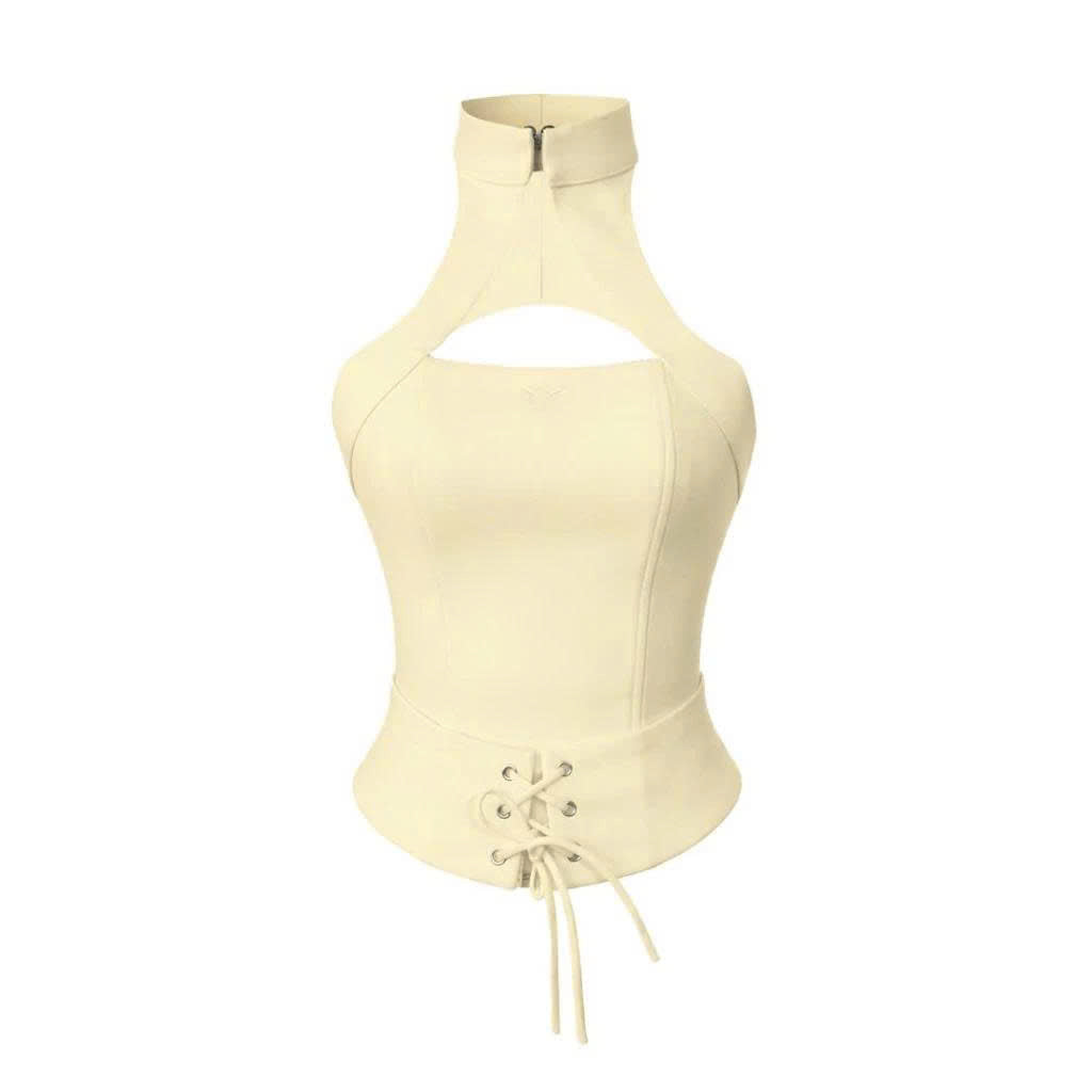 Áo Corset Cổ Yếm Cúp Ngực Thêu Logo IRENE HALTER TOP CORSET AIAI OFFICIAL