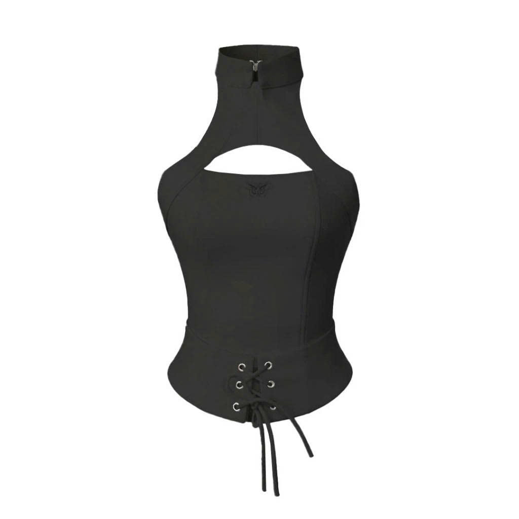 Áo Corset Cổ Yếm Cúp Ngực Thêu Logo IRENE HALTER TOP CORSET AIAI OFFICIAL